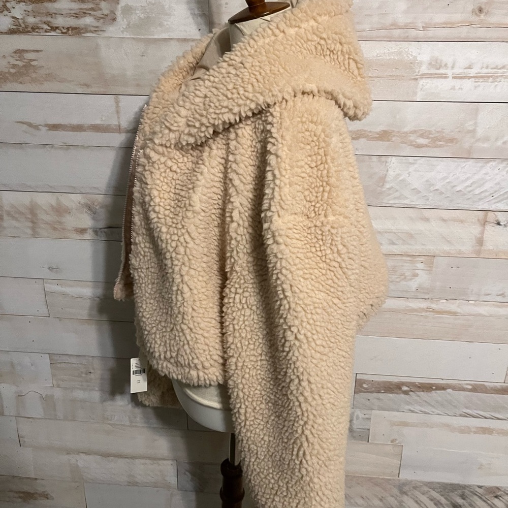 NWT Anthropologie size XS faux shearling crop zip up jacket - Picture 5 of 12